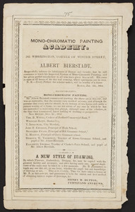 Advertisement for the Mono-Chromatic Painting Academy, 265 Washington, corner of Winter Street, 1854