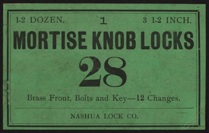 Nashua Lock Co., Mortise Knob Locks, Nashua, New Hampshire, undated