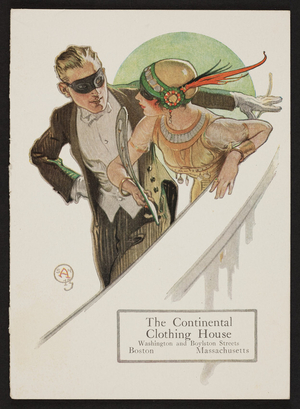 Trade card for The Continental Clothing House, Washington and Boylston Streets, Boston, Mass., undated