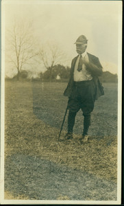 Arthur Lyman in hunting costume at Bonney Hall Plantation, S.C., undated