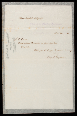 Thomas Lincoln Casey to Committee Appropriations, November 24, 1893, copy