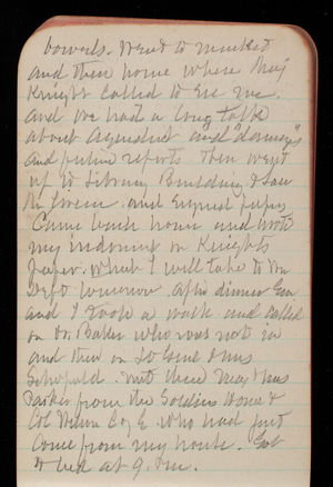 Thomas Lincoln Casey Notebook, March 1895-July 1895, 142, bowels. Went to market