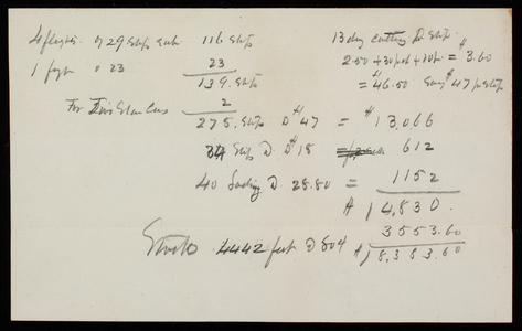 Calculations and estimates: [Memorandum] Estimate of Cost of Stones Stairs of War Building, undated