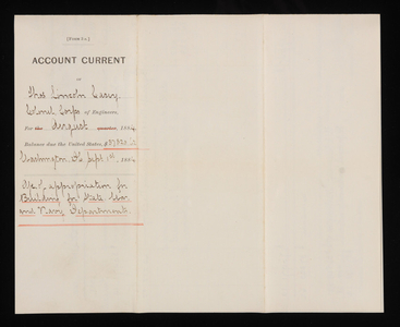 Accounts Current of Thos. Lincoln Casey - August 1884, August 31, 1884