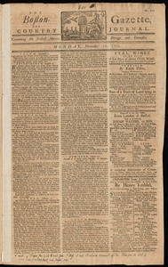 The Boston-Gazette, and Country Journal, 11 November 1771