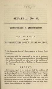 Annual report of the Massachusetts Agricultural College