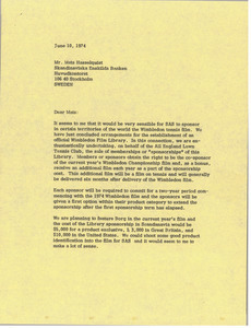 Letter from Mark H. McCormack to Mats Hasselquist