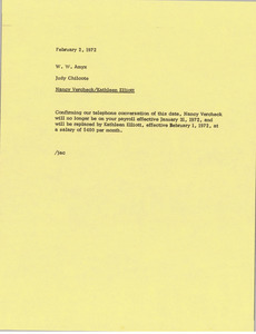 Memorandum from Judy Chilcote to W. W. Amyx