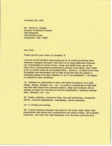 Letter from Mark H. McCormack to Robert D. Rickey