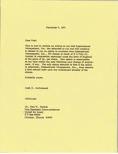 Letter from Mark H. McCormack to Fred W. Heckel