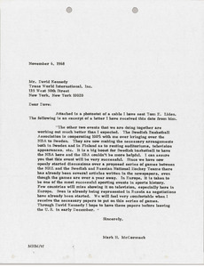 Letter from Mark H. McCormack to David Kennedy