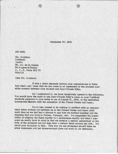 Letter from Mark H. McCormack to Fortifruit Brevete