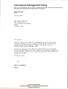 Letter from Mark H. McCormack to Clifford Perlman - Digital Commonwealth