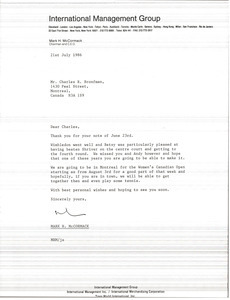 Letter from Mark H. McCormack to Charles R. Bronfman