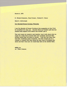 Memorandum from Mark H. McCormack to H. Richard Isaacson, Hans Kramer and Richard E. Moore