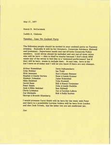 Memorandum from Judy A. Chilcote to Nancy Breckenridge McCormack