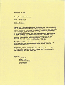 Memorandum from Mark H. McCormack to Barry Frank and Hans Kramer
