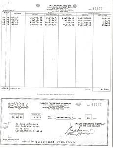 Saxon Operating Company check