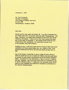 Letter from Mark H. McCormack to Ben Carnevale