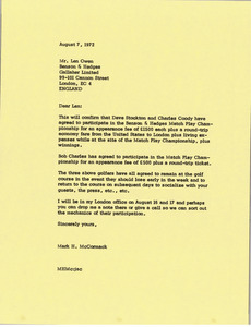 Letter from Mark H. McCormack to Len Owen