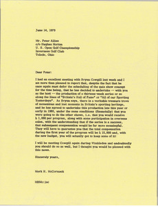 Letter from Mark H. McCormack to Peter Alliss