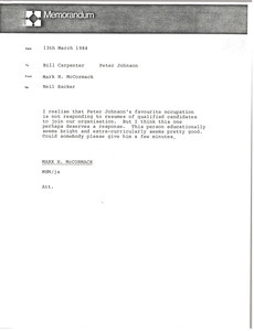 Memorandum from Mark H. McCormack to Bill Carpenter