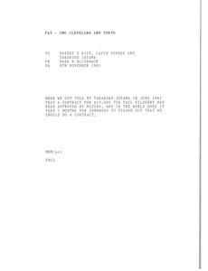 Fax from Mark H. McCormack to Robert D Kain, Gavid Forbes and Takahiko Joyama