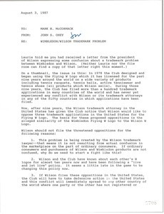 Memorandum from John S. Oney to Mark H. McCormack