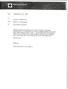 Memorandum from Mark H. McCormack to Arthur Rosenblum