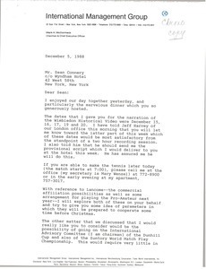 Letter from Mark H. McCormack to Sean Connery