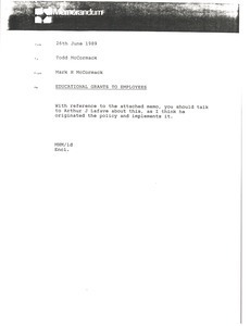 Memorandum from Mark H. McCormack to Todd McCormack