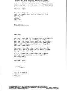 Letter from Mark H. McCormack to Robert McCowen