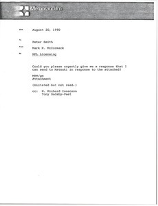 Memorandum from Mark H. McCormack to Peter Smith