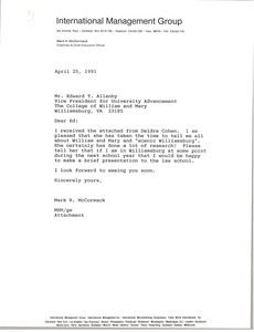 Letter from Mark H. McCormack to Edward T. Allenby