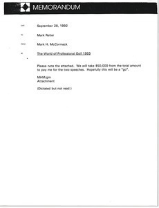 Memorandum from Mark H. McCormack to Mark Reiter