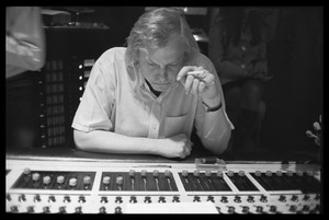 Sound engineer Bill Halverson at the mixing board in Wally Heider Studio 3 during production of the first Crosby, Stills, and Nash album