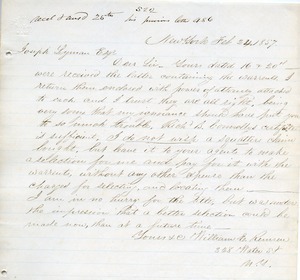 Letter from William E. Remsen to Joseph Lyman