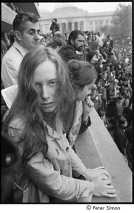 MIT war research demonstration: Lacey Mason among demonstrators