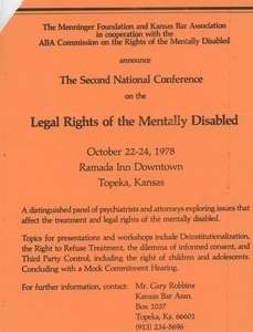 Second national conference on the legal rights of the mentally disabled flyer