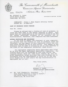 Letter from Michael T. Duffy to Michael G. Jones