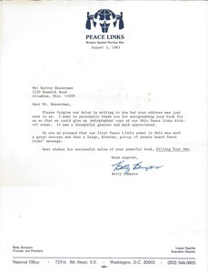 Letter from Peace Links to Harvey Wasserman