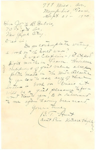 Letter from B. T. Hunt to W. E. B. Du Bois