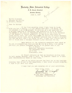 Letter from Arnold W. Wright to W. E. B. Du Bois