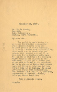 Letter from W. E. B. Du Bois to R. H. Woody