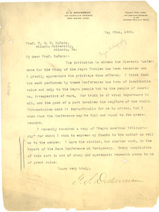 Letter from G. S. Dickerman to W. E. B. Du Bois