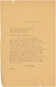 Letter from John P. Davis to E. Franklin Frazier