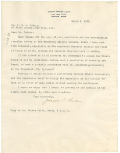 Letter from Joseph Prince Loud to W. E. B. Du Bois