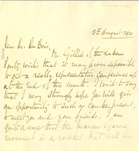 Letter from Norman Leys to W. E. B. Du Bois