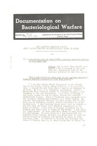Documentation on bacteriological warfare bulletin, number 15
