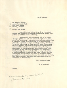 Letter from W. E. B. Du Bois to Edwin R. Embree